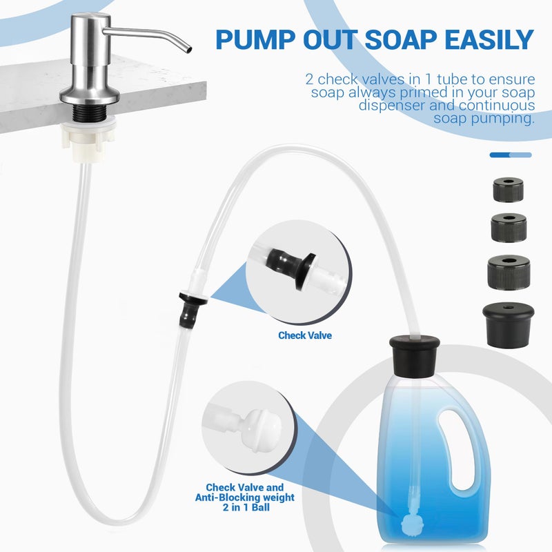 Yofidra Sink Soap Dispenser Extension Kit: Under Sink Dish Soap Dispenser with 47" Tube Hose and Check Valve for Prevent Backflow Countertop Kitchen Sink Accessories - Image 4